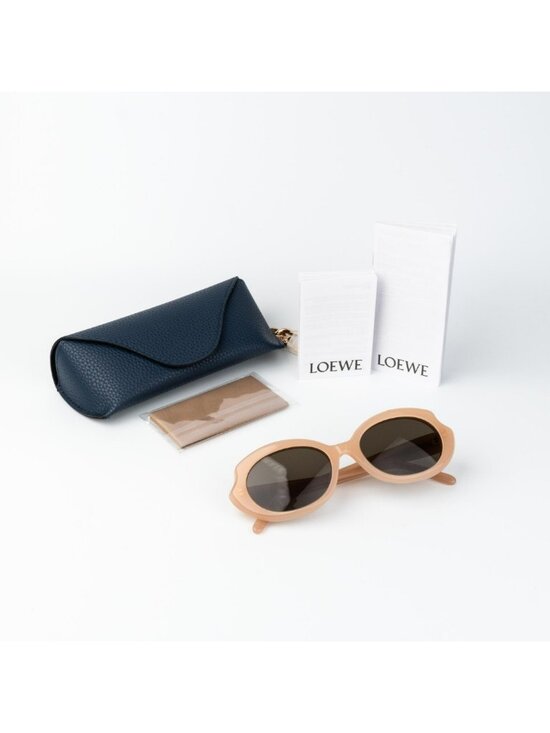Loewe Women Sunglasses Nude Pink Brown Oval LW40147F 72E NEW AUTHENTIC